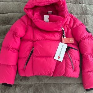 NWT Obermeyer Isla girls Bright Pink Puffer Ski jacket teen S 8